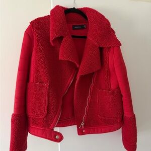 Mink pink Red Sherpa jacket